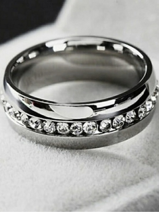 Exclusively Fancy Jewelry - Silver Ring Wedding Engagement Single Row Zircon bridal band ring - Nwt